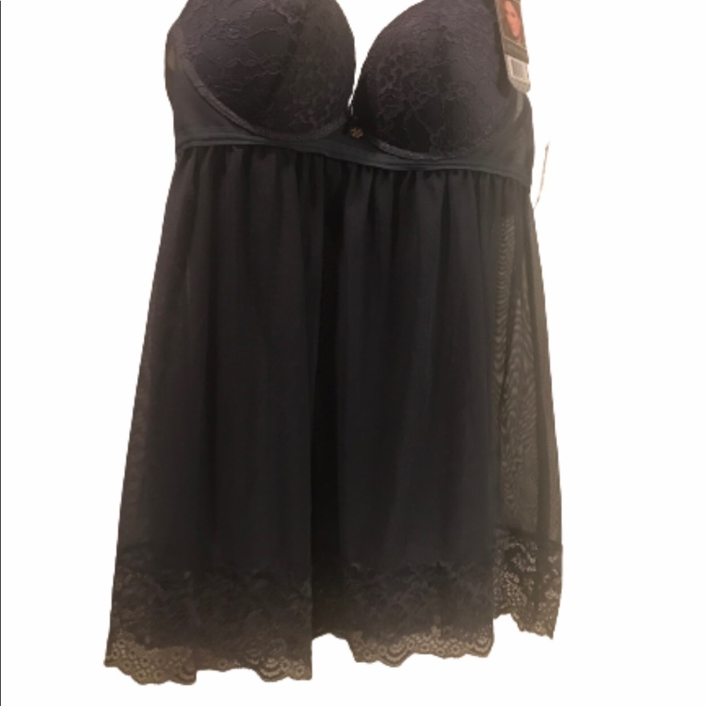Daisy Fuentes Intimates Lingerie Charcoal Gray Flirty Babydoll Set NWT